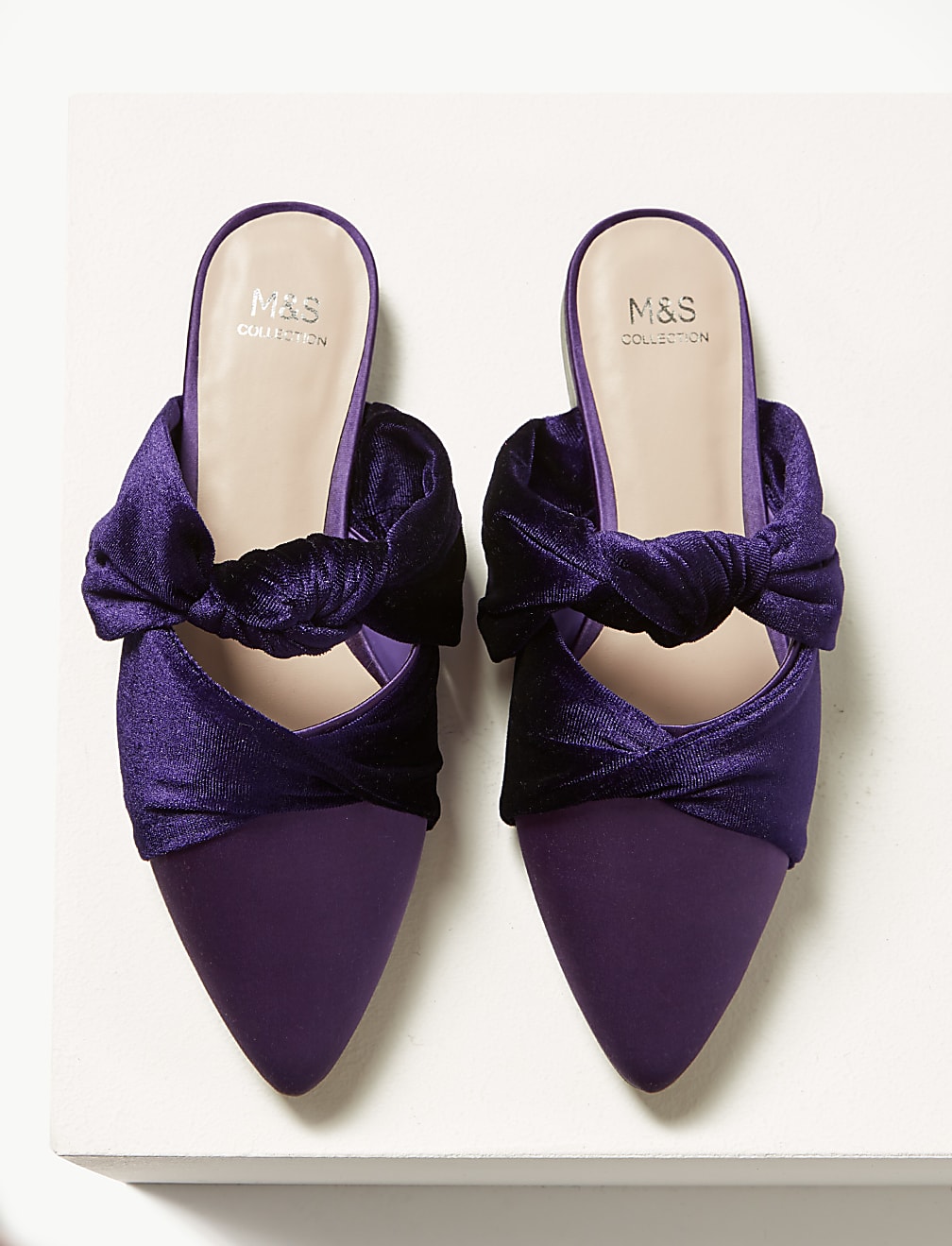 Velvet & Satin Knot Twist Mules