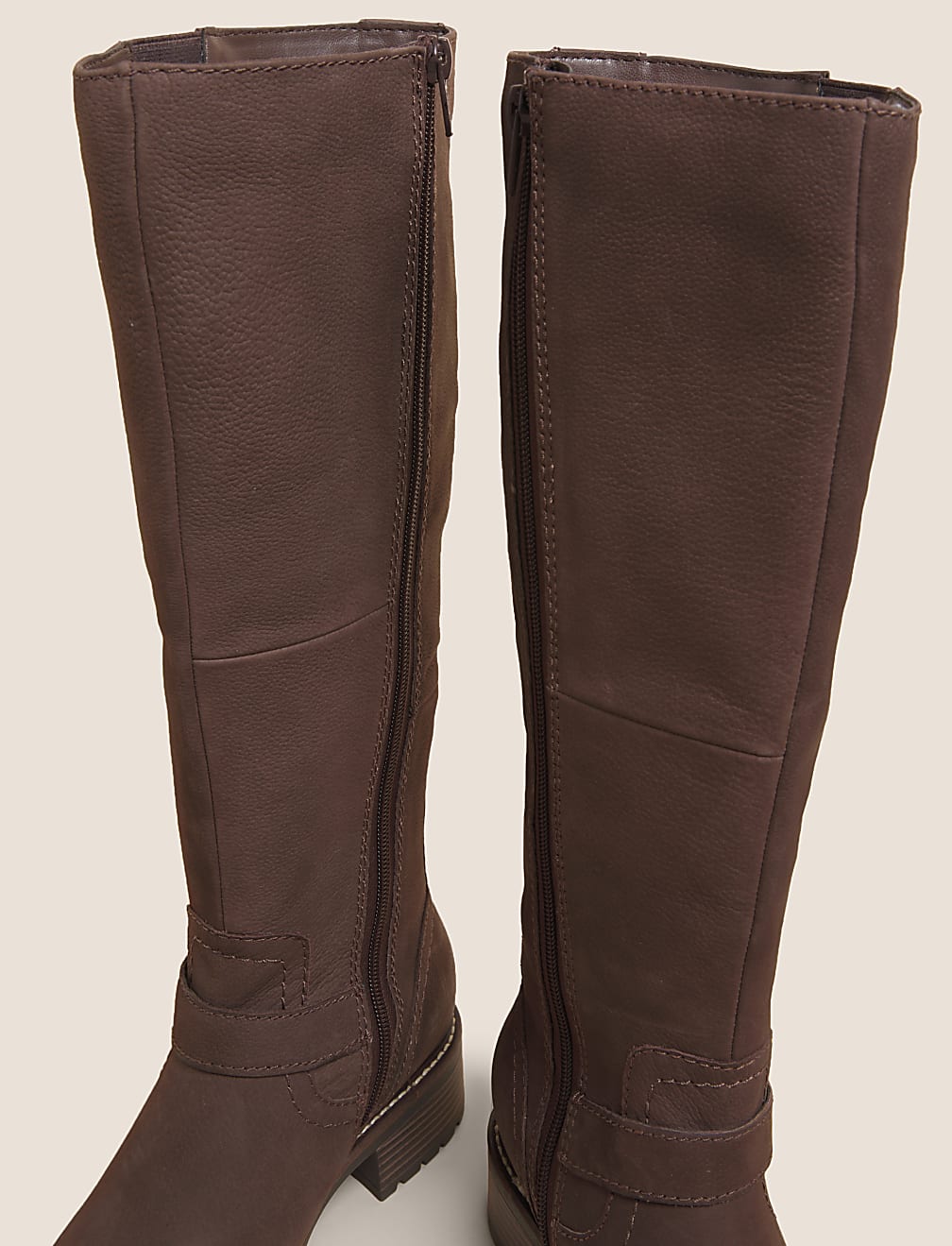 Wide Fit Leather Chunky Knee High Boots