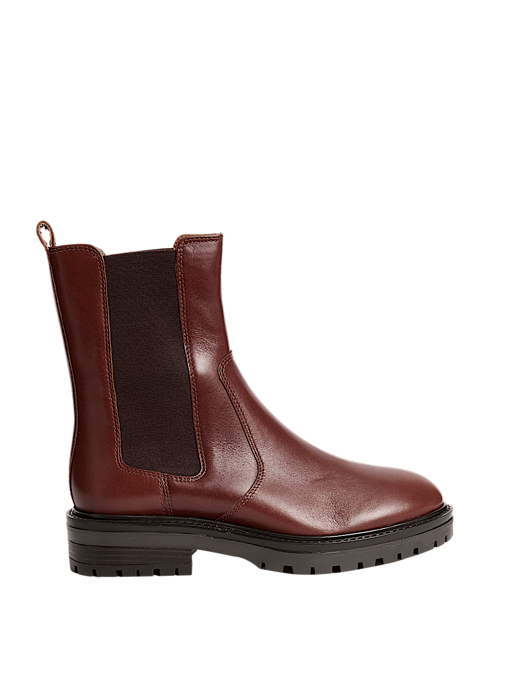 Leather Chelsea Block Heel Boots