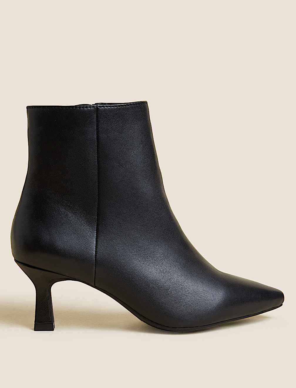 Wide Fit Leather Kitten Heel Ankle Boots