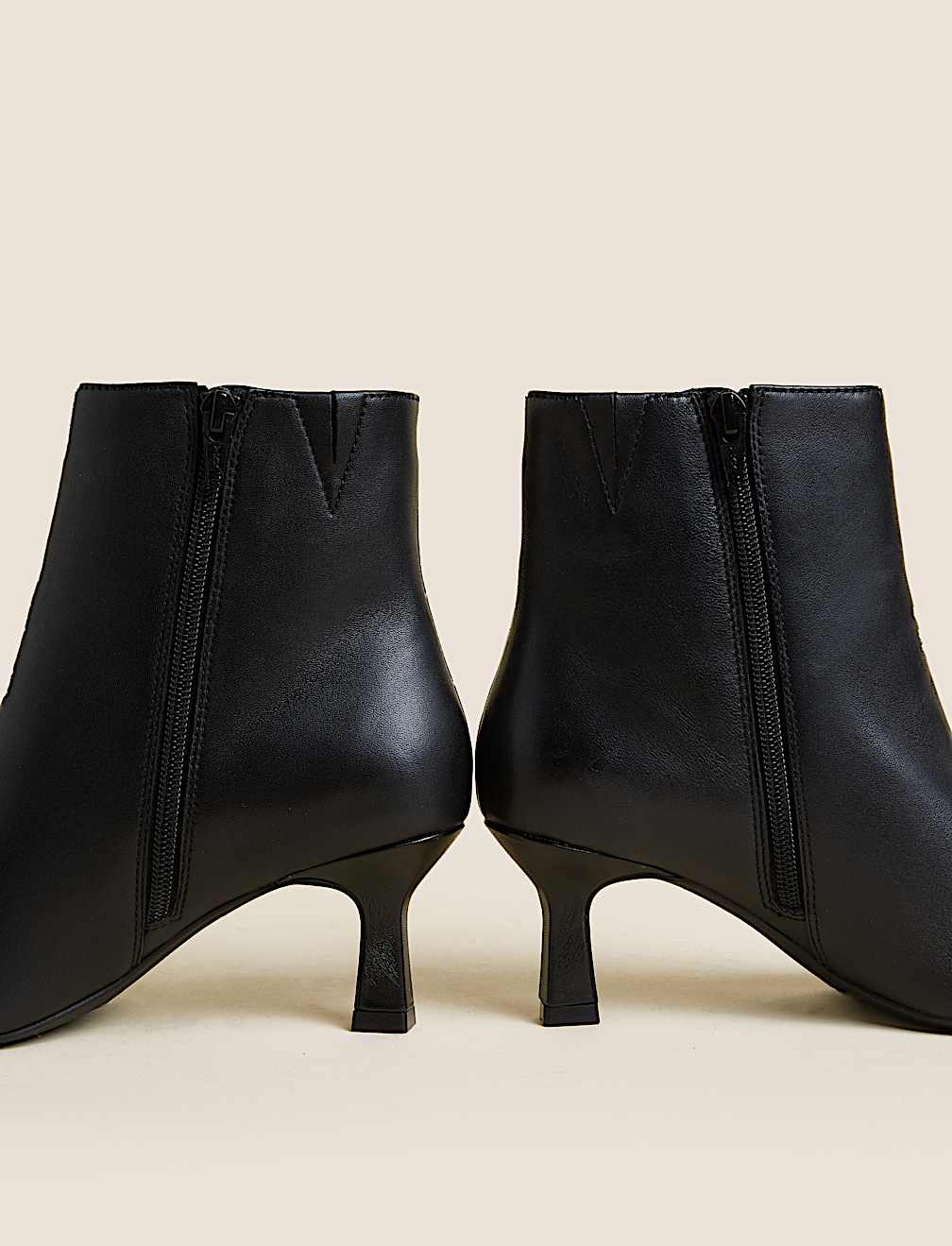 Wide Fit Leather Kitten Heel Ankle Boots