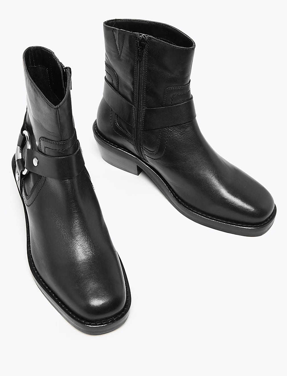 Leather Stirrup Ankle Boots
