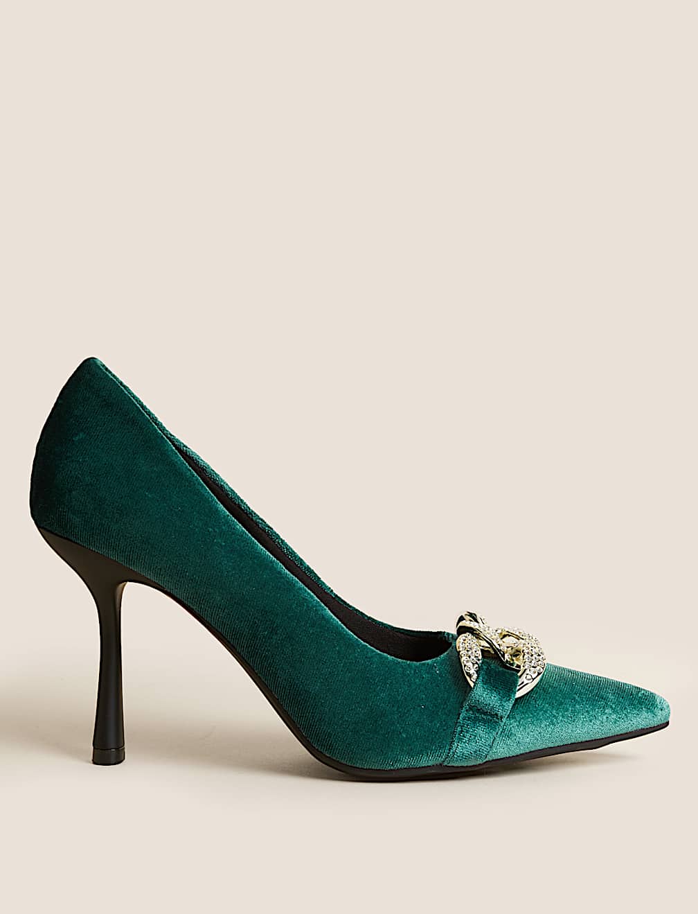 Velvet Stiletto Heel Pointed Court Shoes