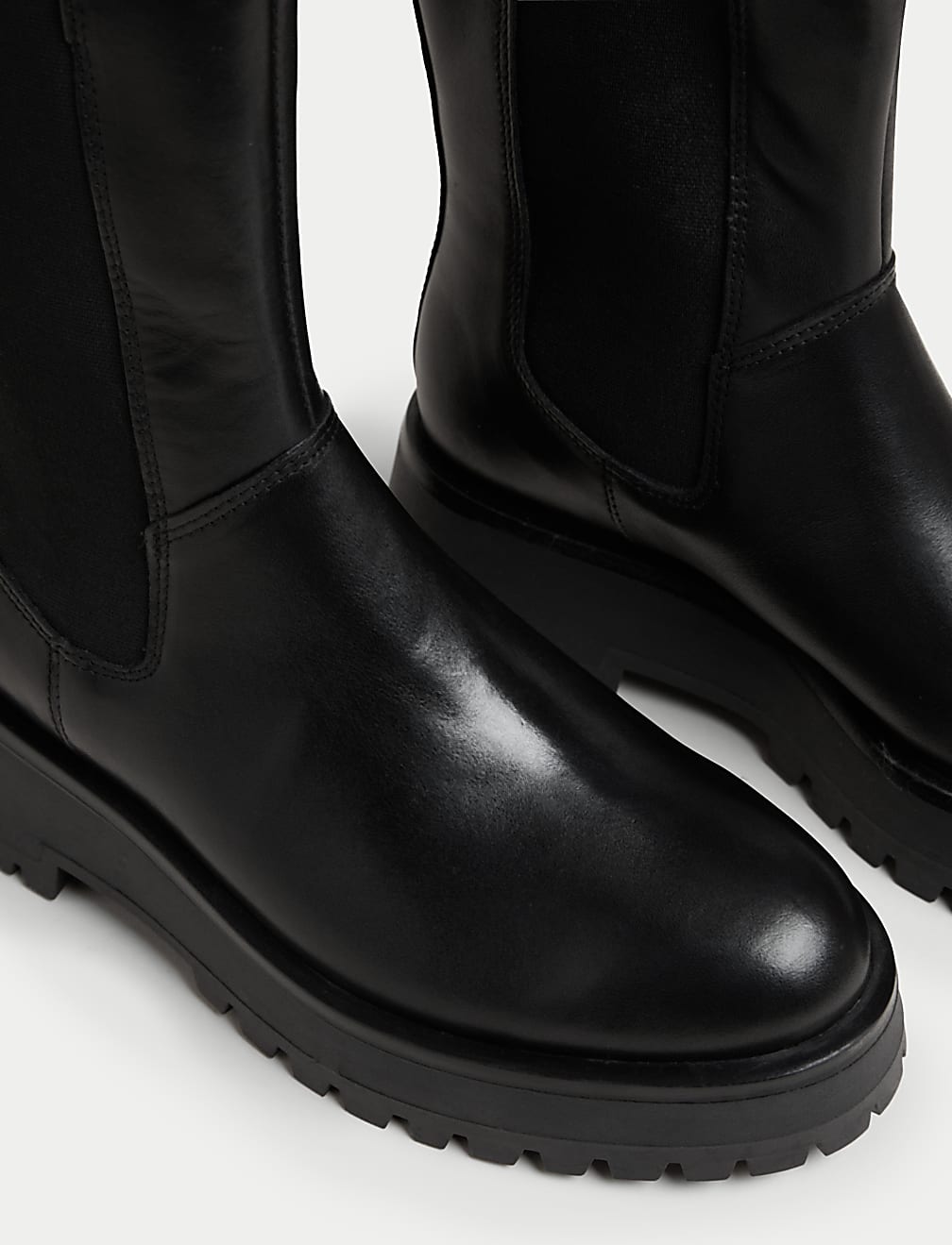 Leather Chelsea Flatform Ankle Boots