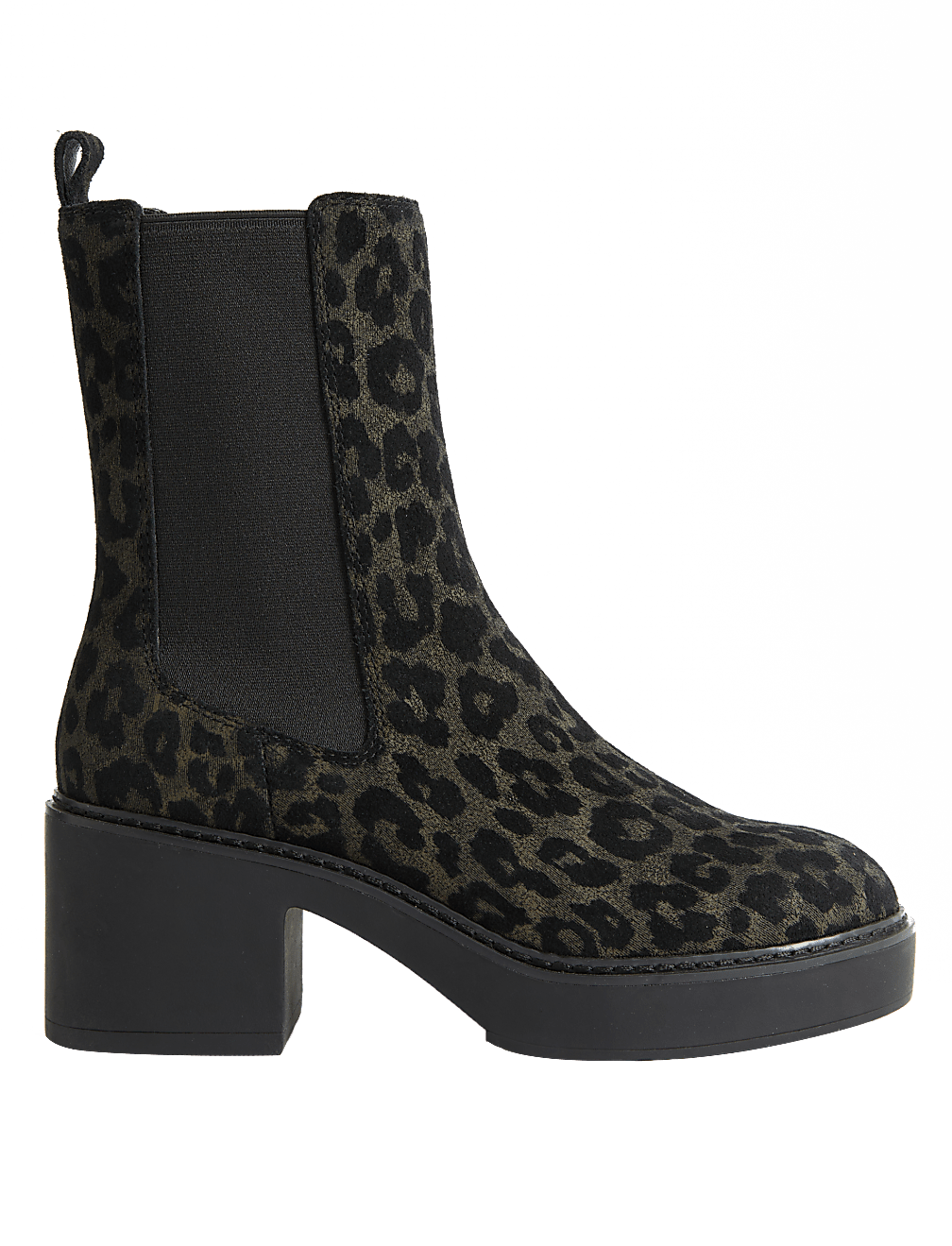 Suede Chelsea Chunky Block Heel Boots