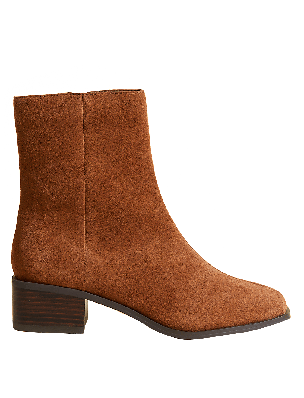Suede Block Heel Square Toe Ankle Boots