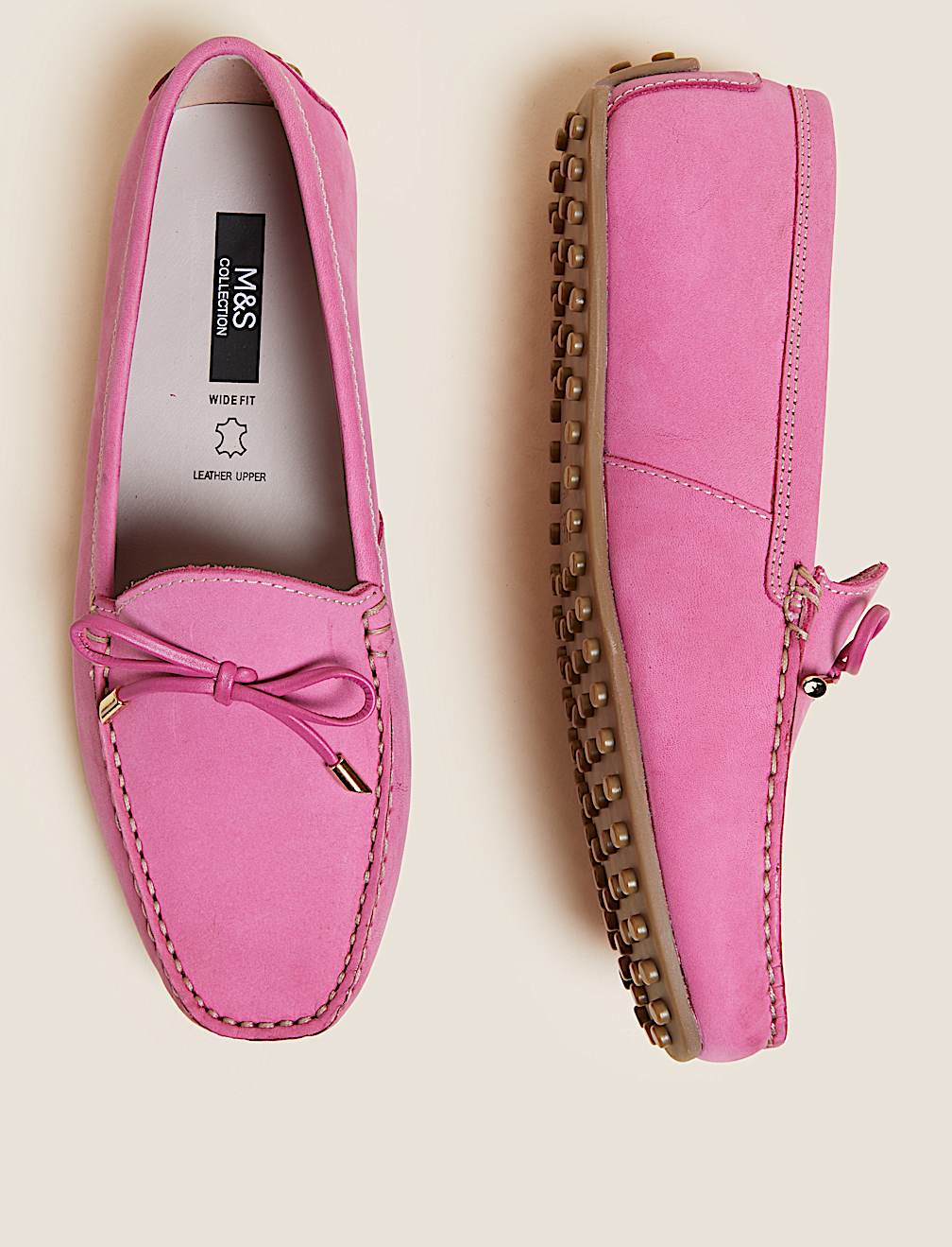 Wide Fit Leather Bow Boat Shoes