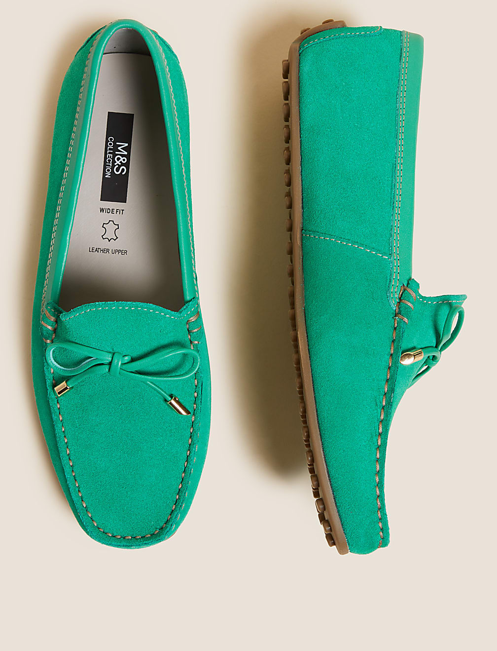 Wide Fit Leather Bow Boat Shoes