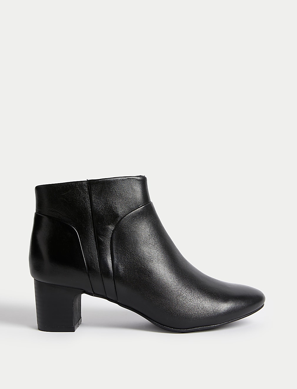 Leather Block Heel Ankle Boots