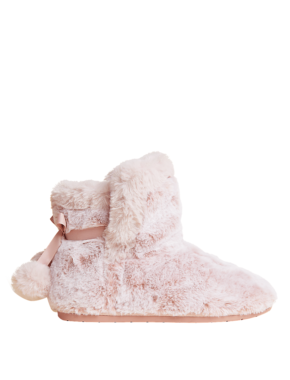 Faux Fur Pom Pom Slipper Boots