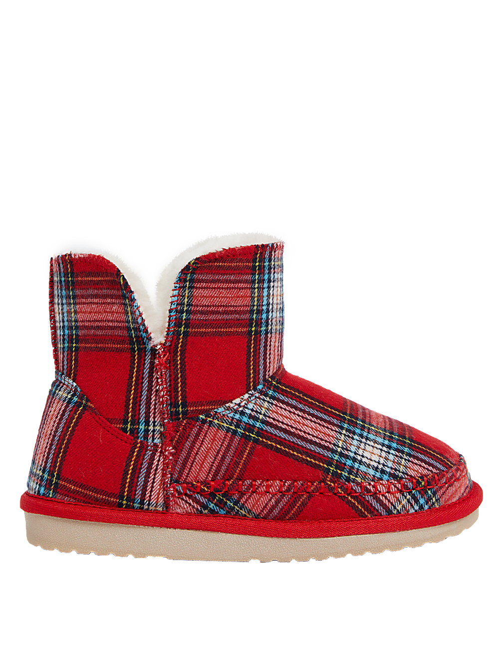 Checked Faux Fur Lined Slipper Boots