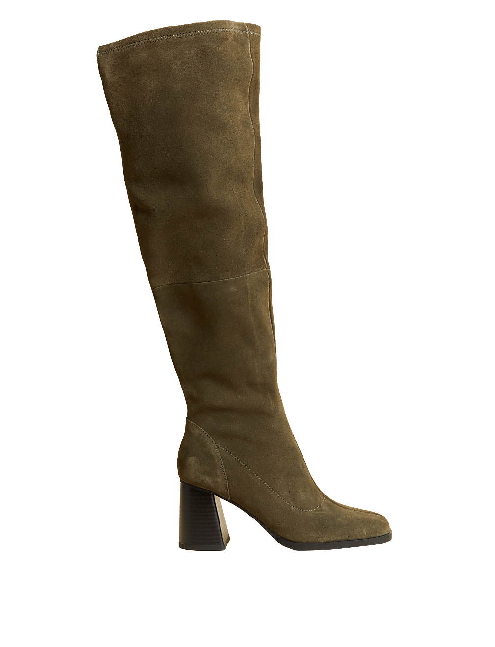 Suede Block Heel Over the Knee Boots