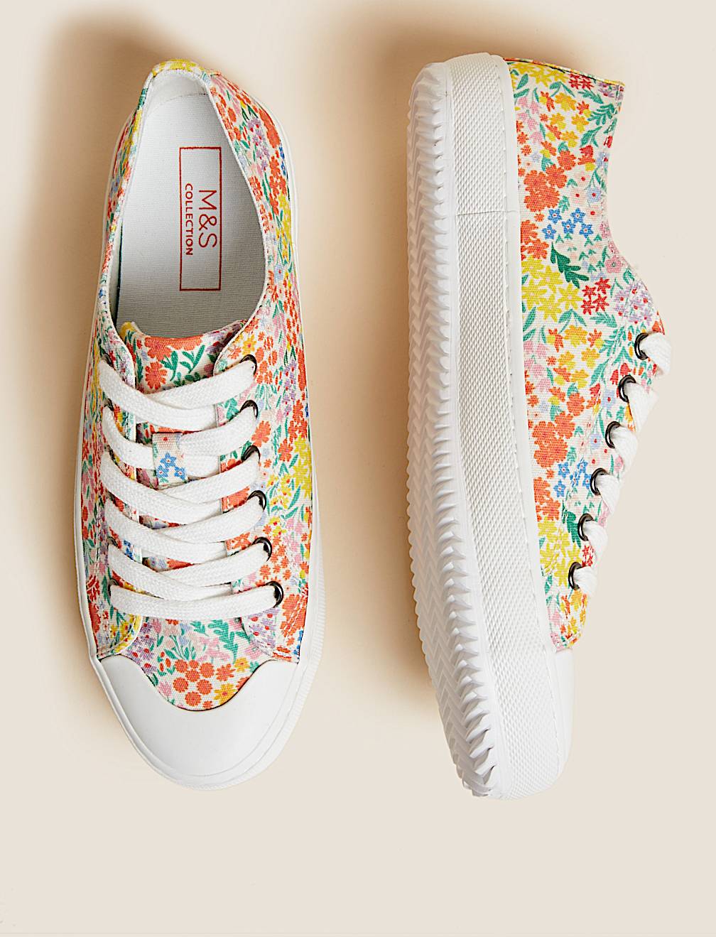 Canvas Lace Up Printed Trainers