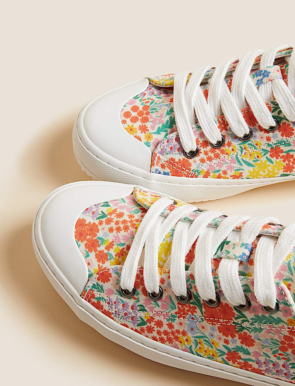 Canvas Lace Up Printed Trainers