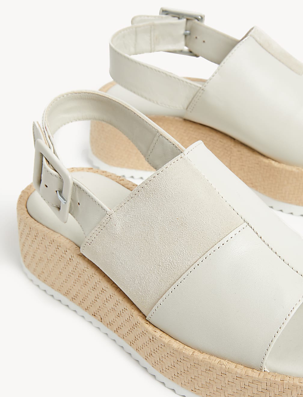 Leather Buckle Flatform Sandals