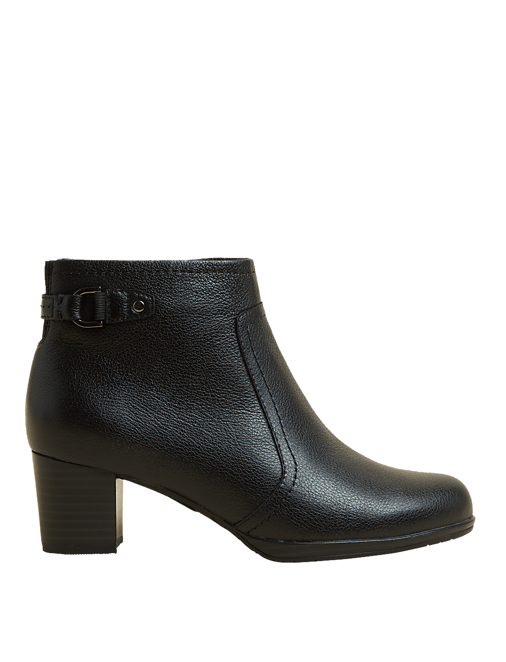 Wide Fit Leather Block Heel Ankle Boots