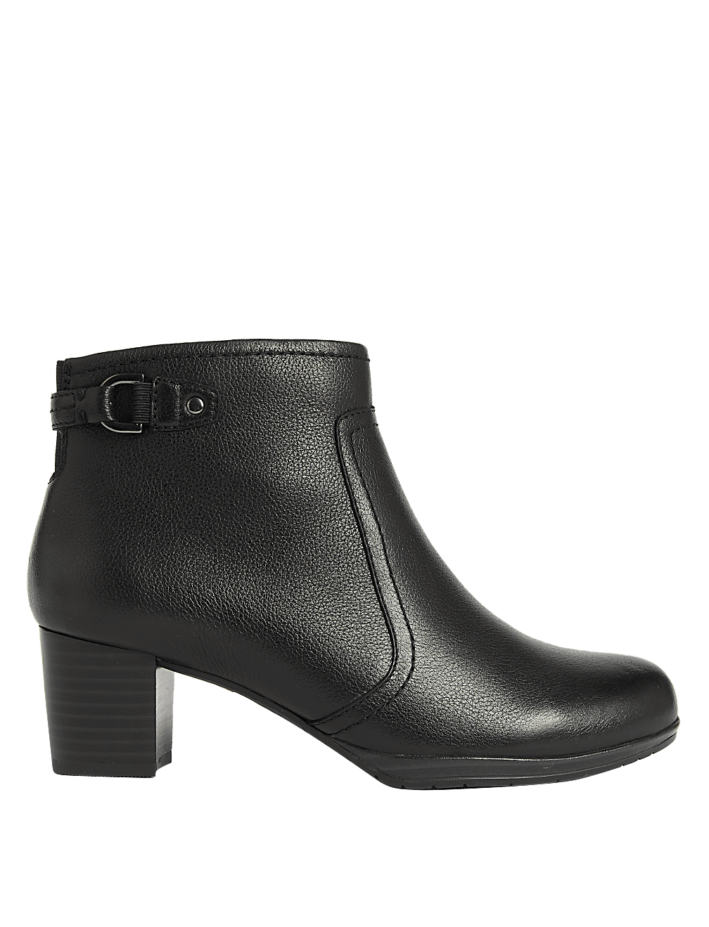 Wide Fit Leather Block Heel Ankle Boots
