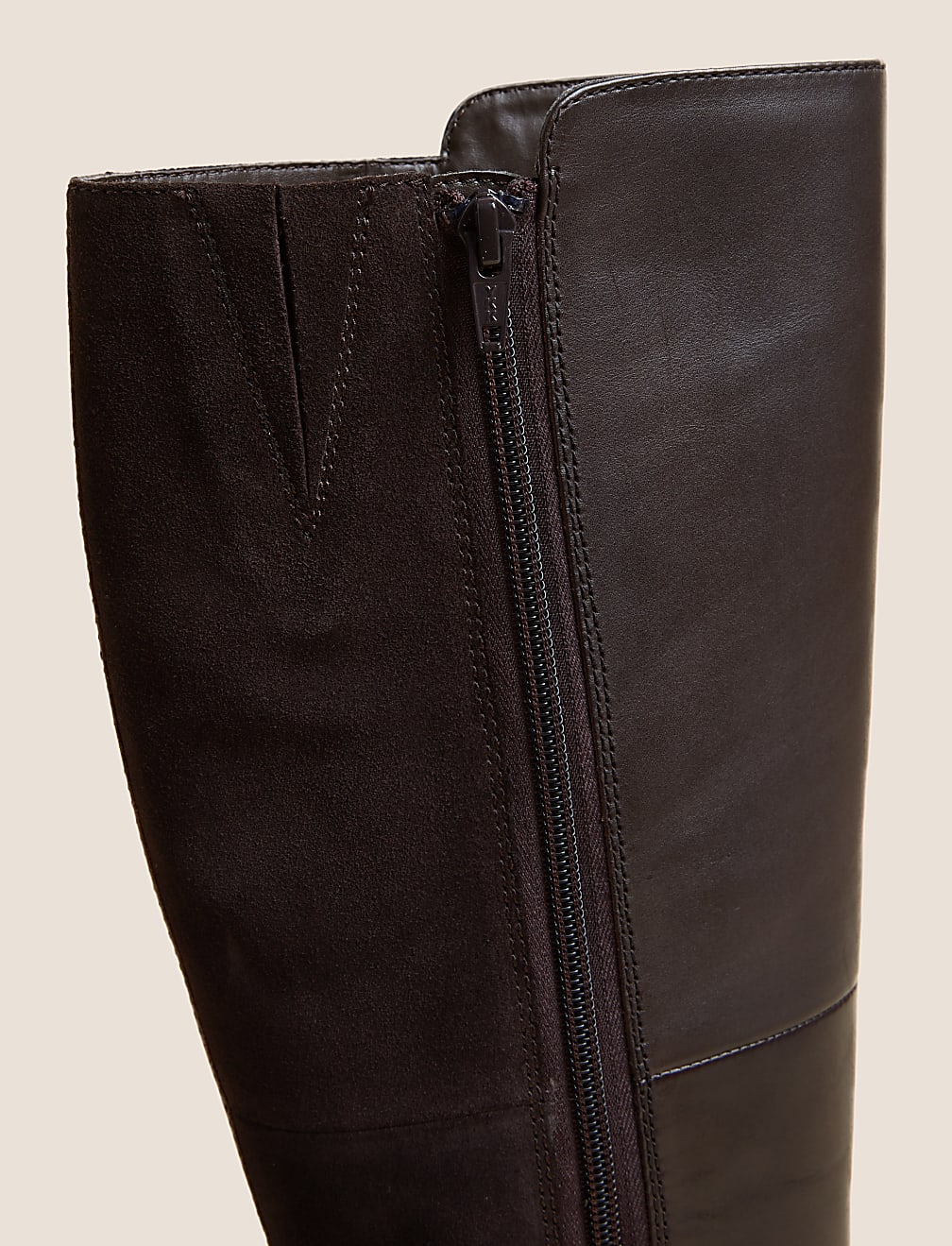 Wide Fit Leather Flat Knee High Boots