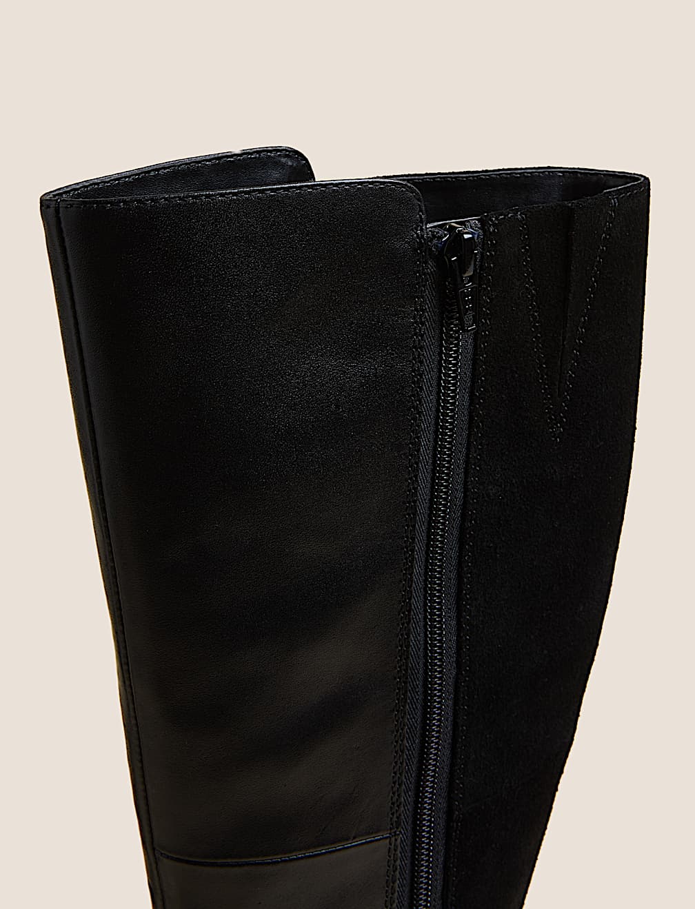 Wide Fit Leather Flat Knee High Boots