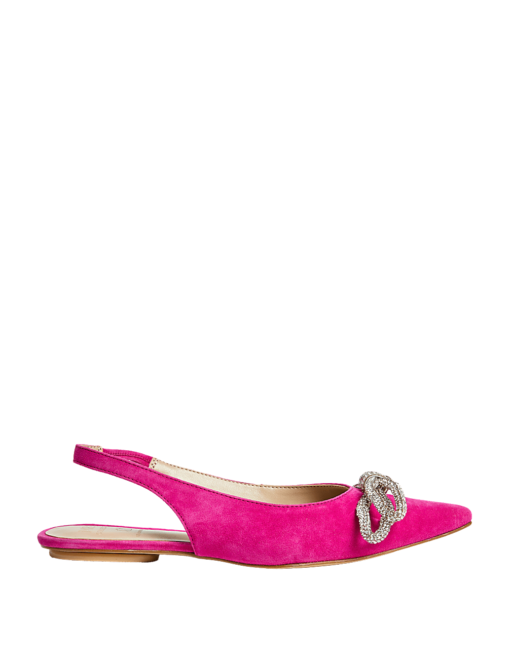 Suede Embellished Bow Slingback Shoes