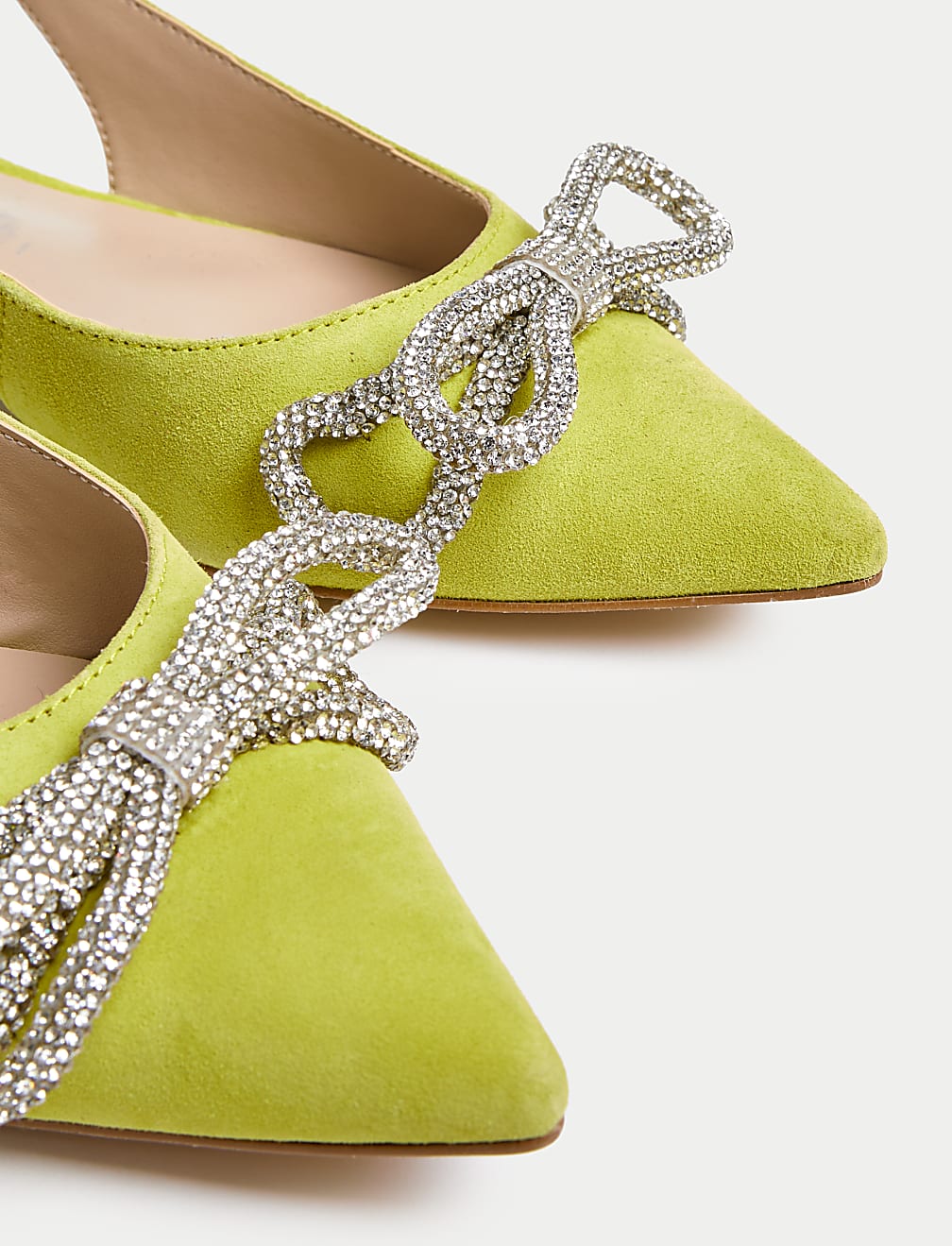 Suede Embellished Bow Slingback Shoes