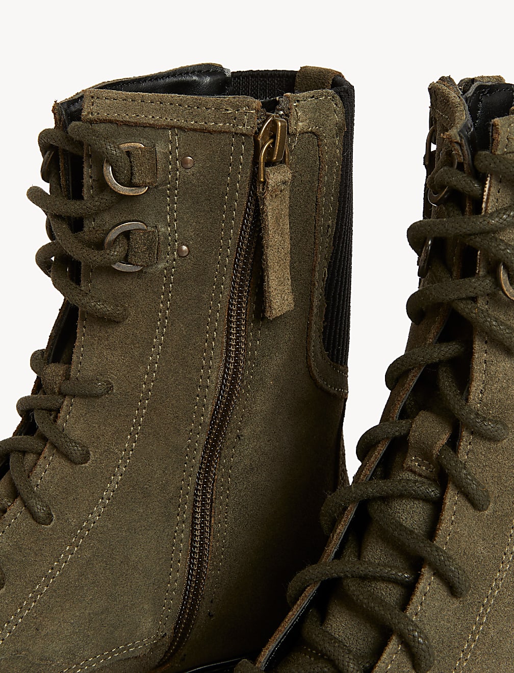 Wide Fit Suede Lace Up Flat Ankle Boots