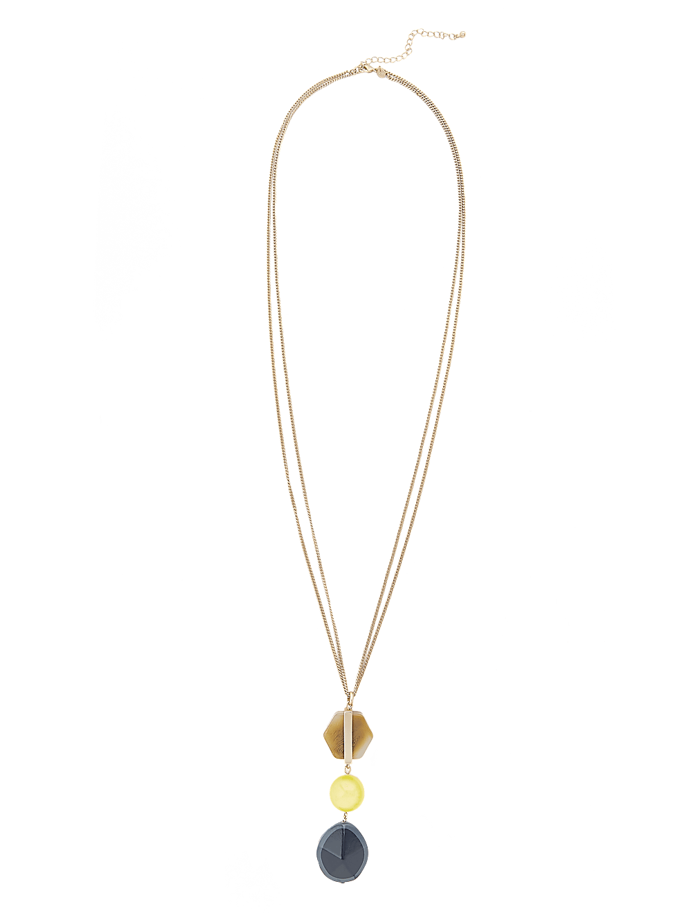 Triple Stone Long Pendant Necklace