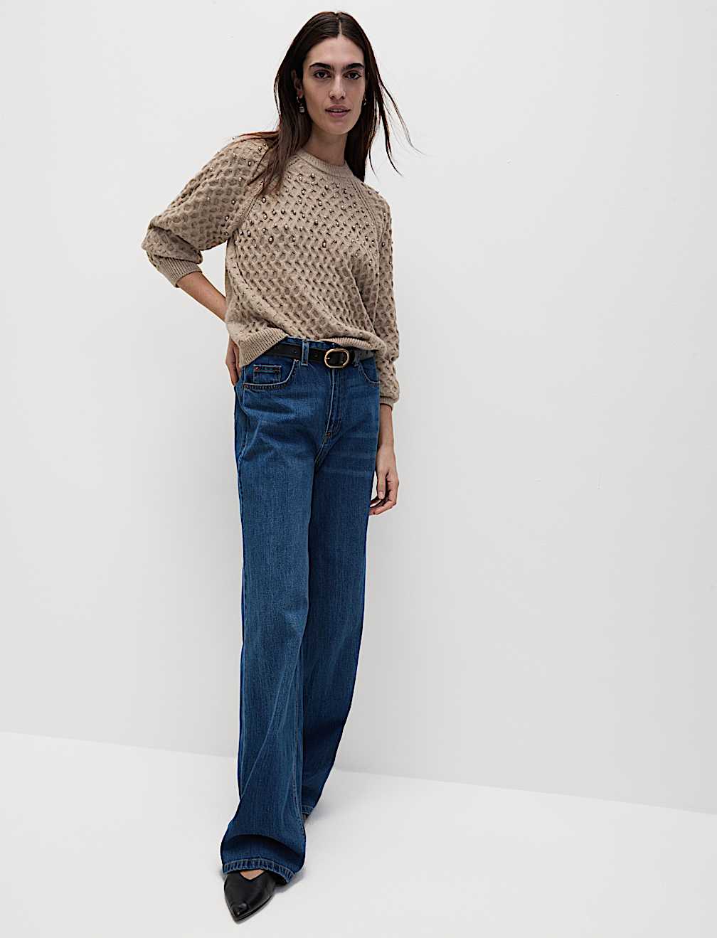 Cable Knit Embellished Jumper