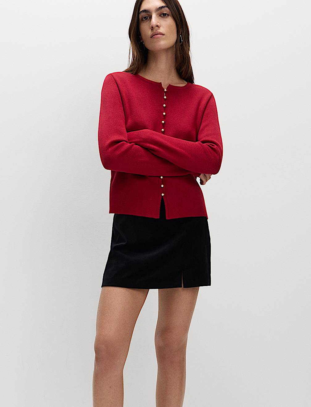 Soft Touch Button Through Fitted Cardigan