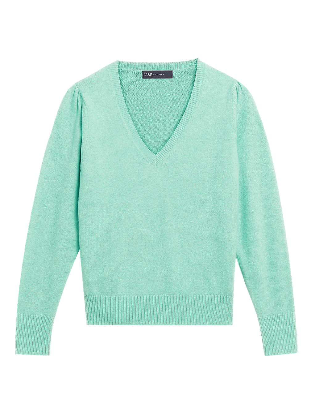 V-Neck Gathered Shoulder Jumper