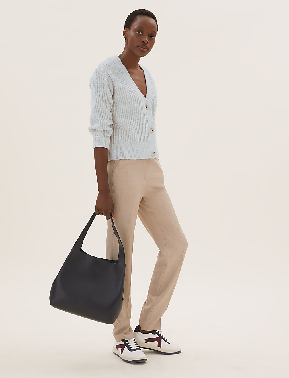 Textured V-Neck Button Front Cardigan