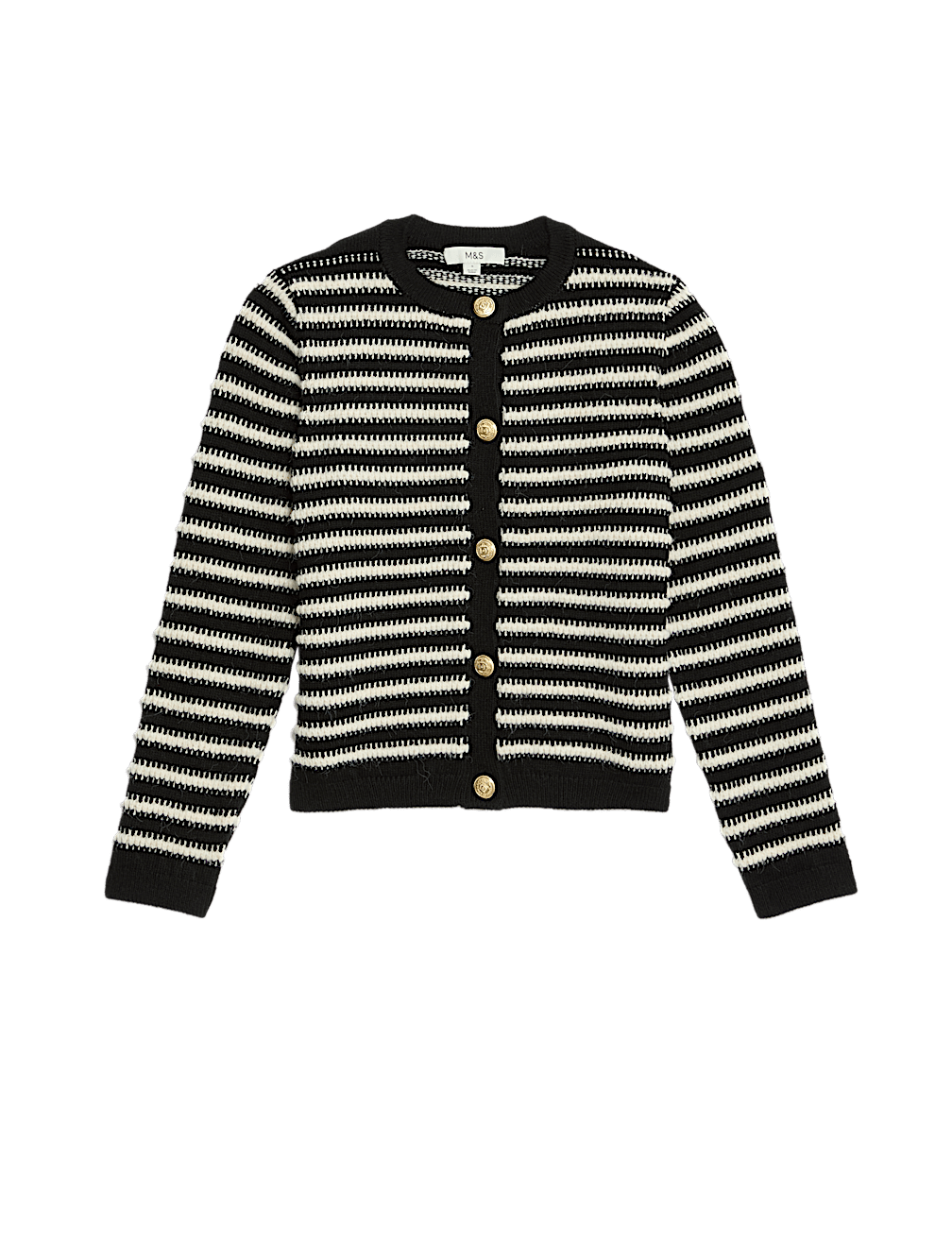 Striped Crew Neck Button Front Cardigan