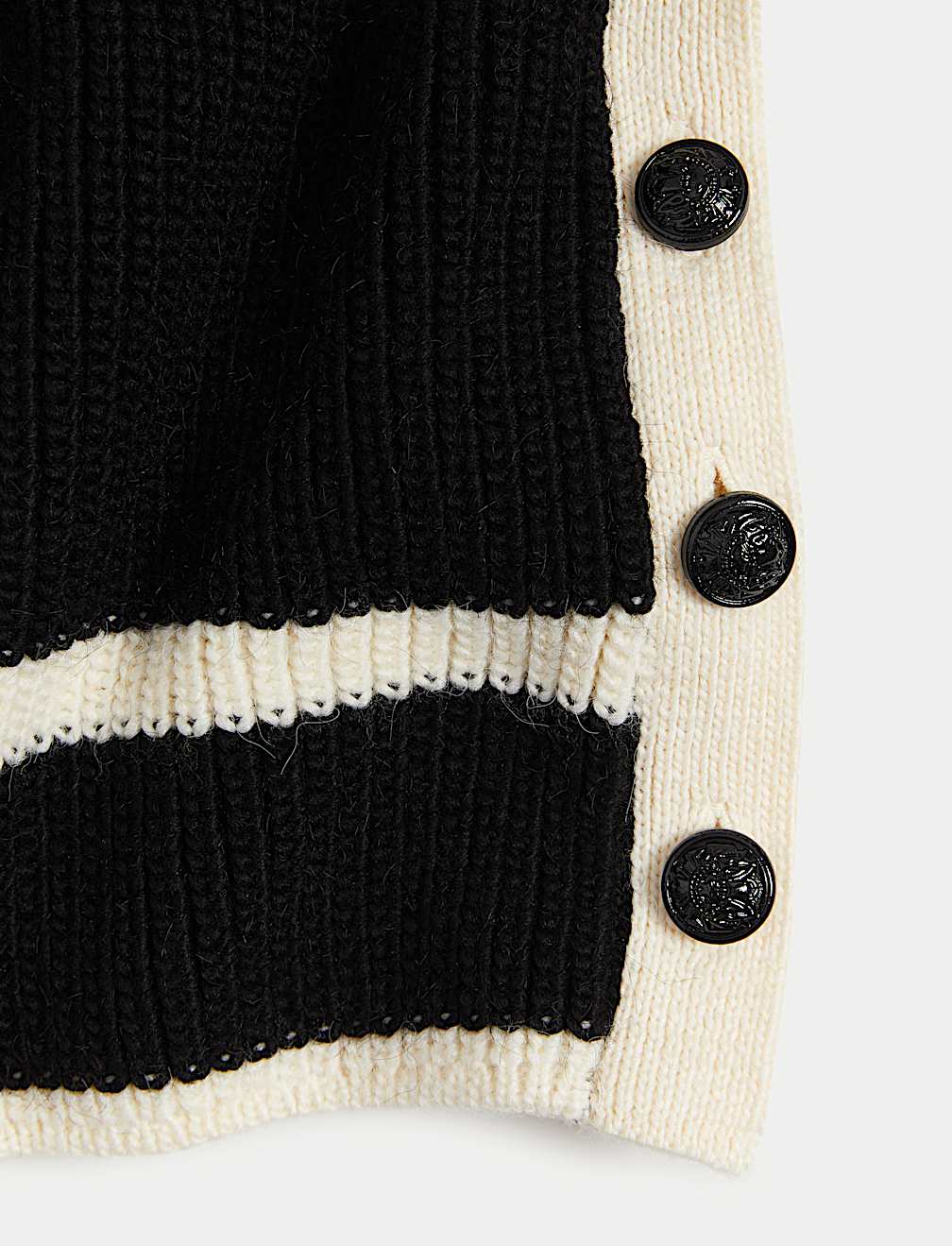 Striped Ribbed Button Detail Relaxed Jumper