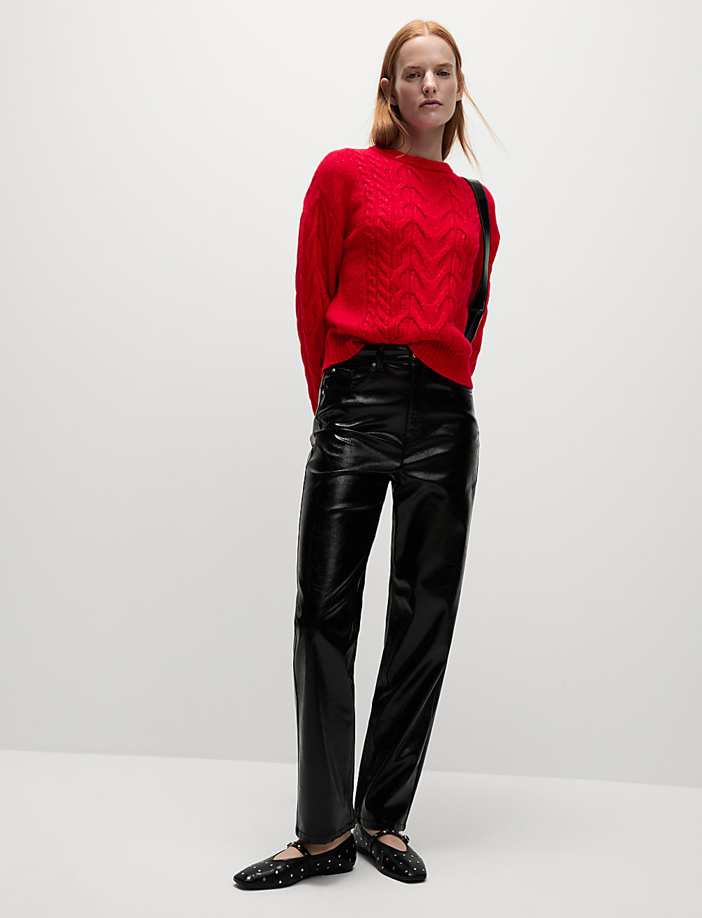 Cable Knit Crew Neck Jumper with Wool