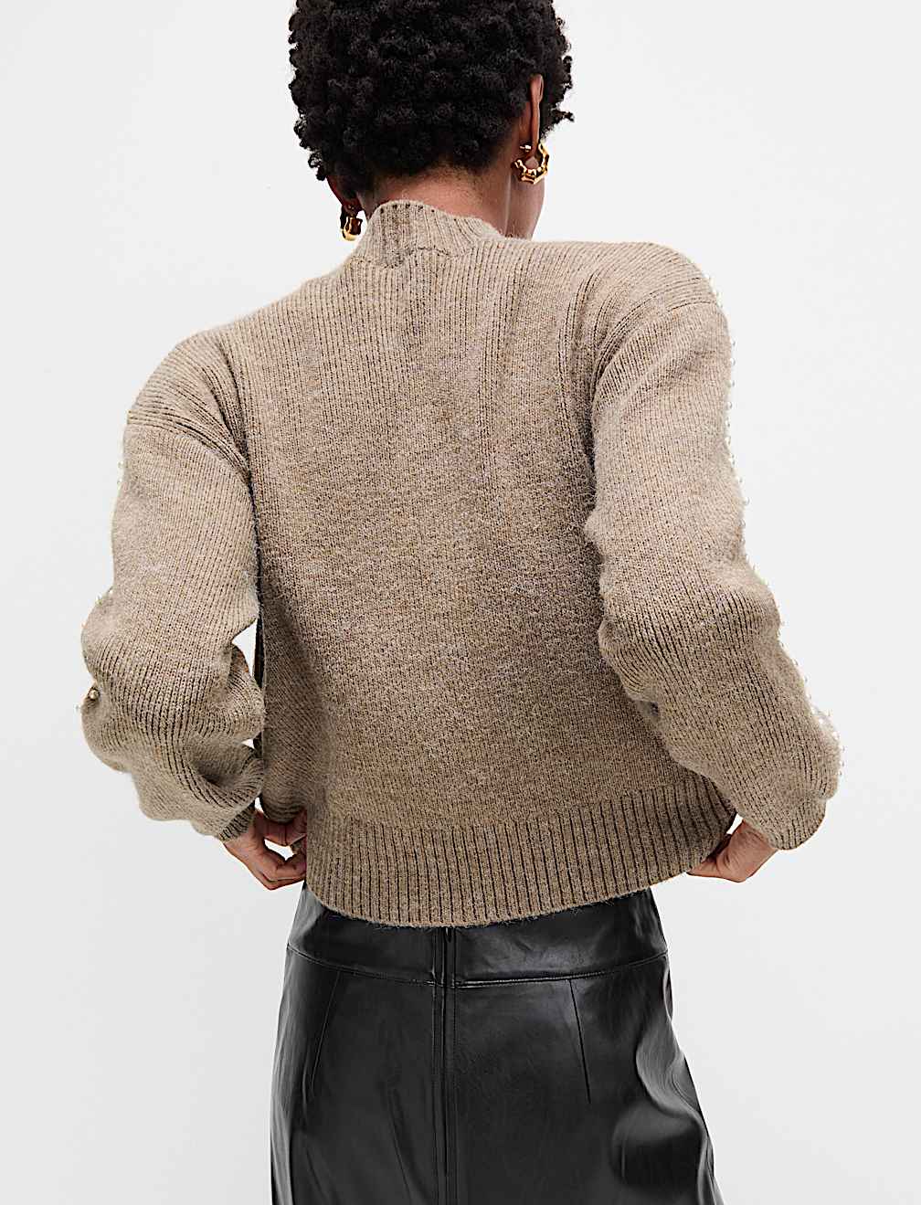 Embellished Cropped Crew Neck Jumper