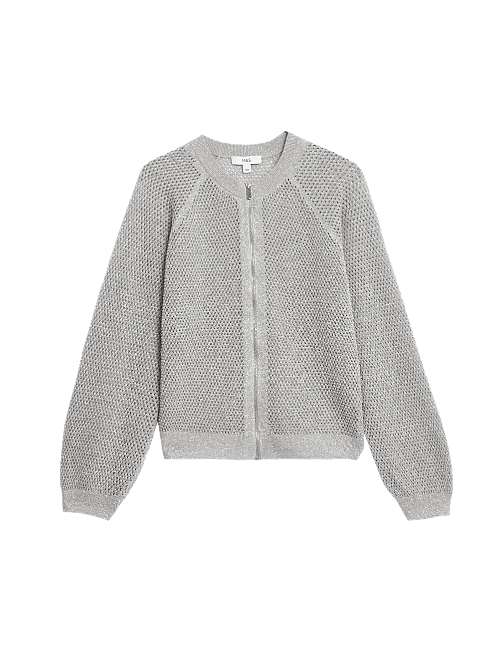 Metallic Textured Bomber Cardigan