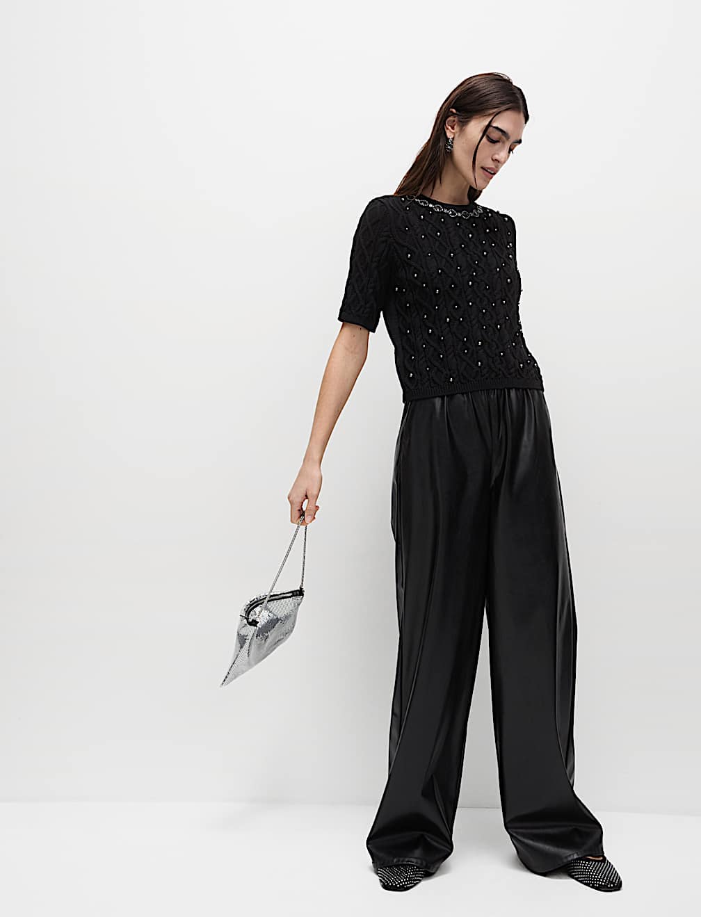 Cotton Rich Embellished Slim Fit Top