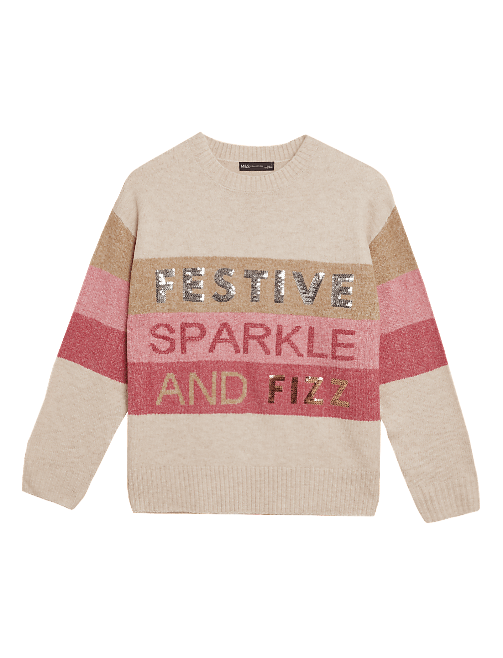 Sequin Slogan Crew Neck Jumper
