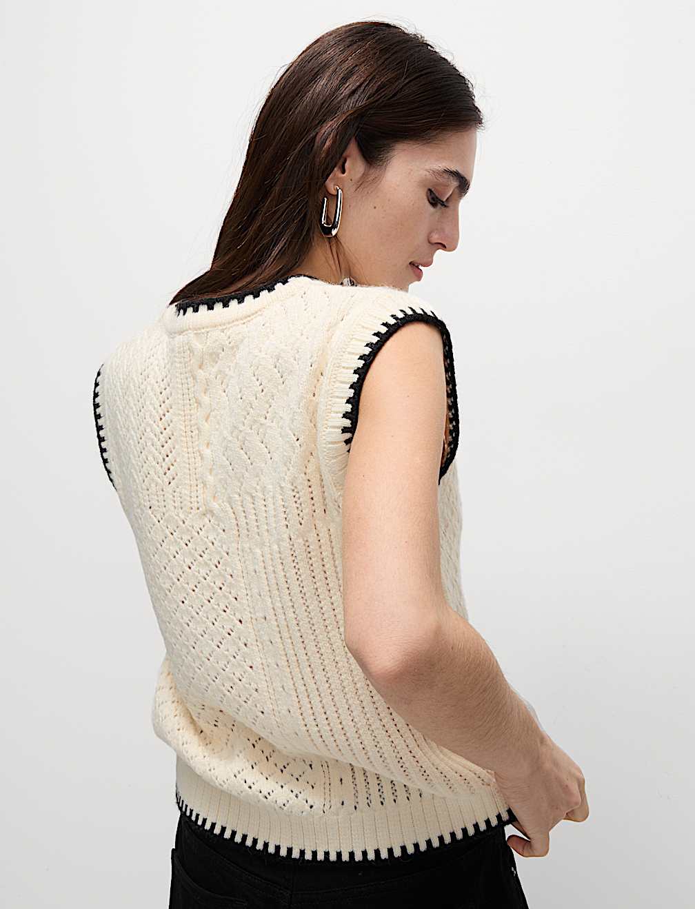 Textured Whipstitch Knitted Vest Top