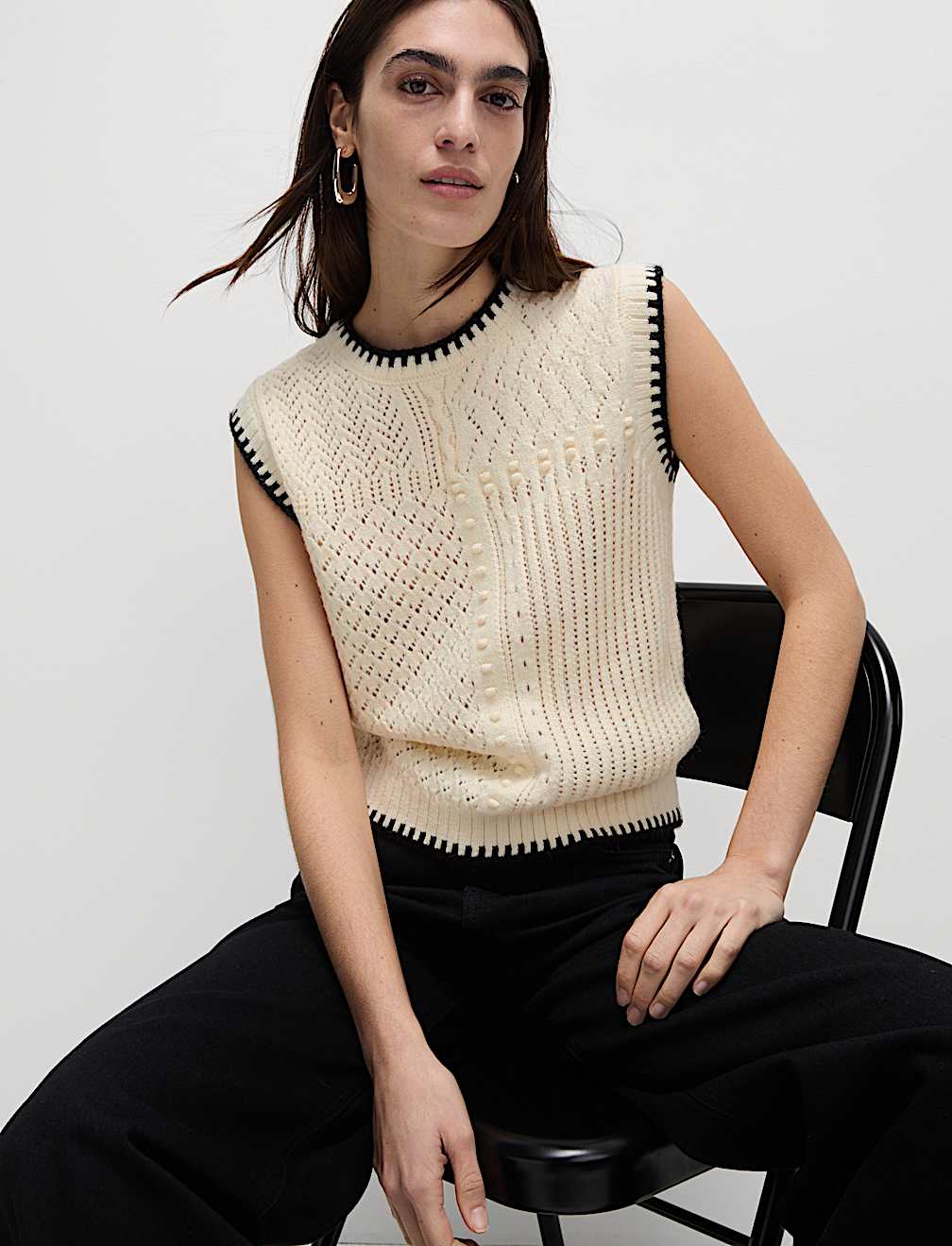 Textured Whipstitch Knitted Vest Top