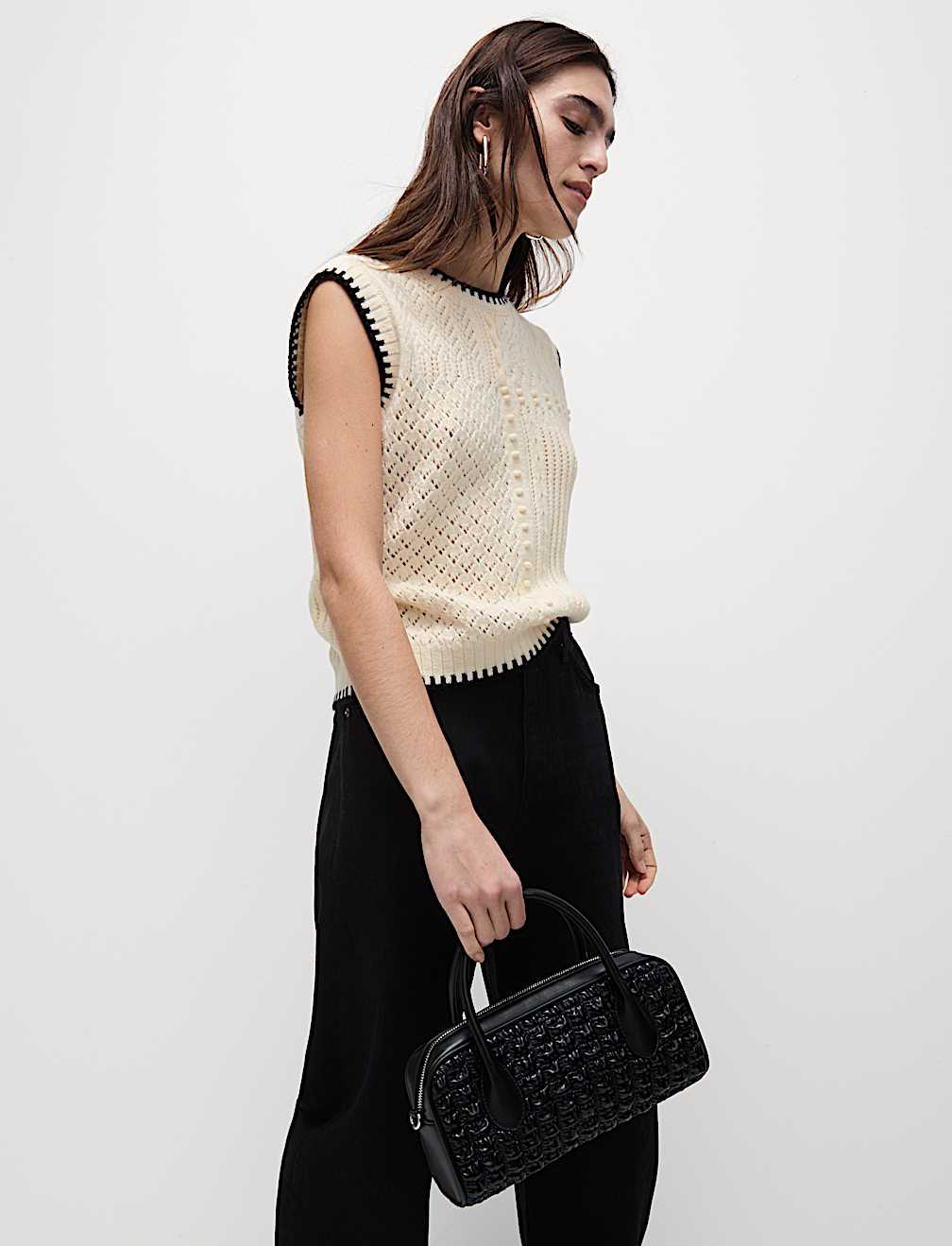 Textured Whipstitch Knitted Vest Top