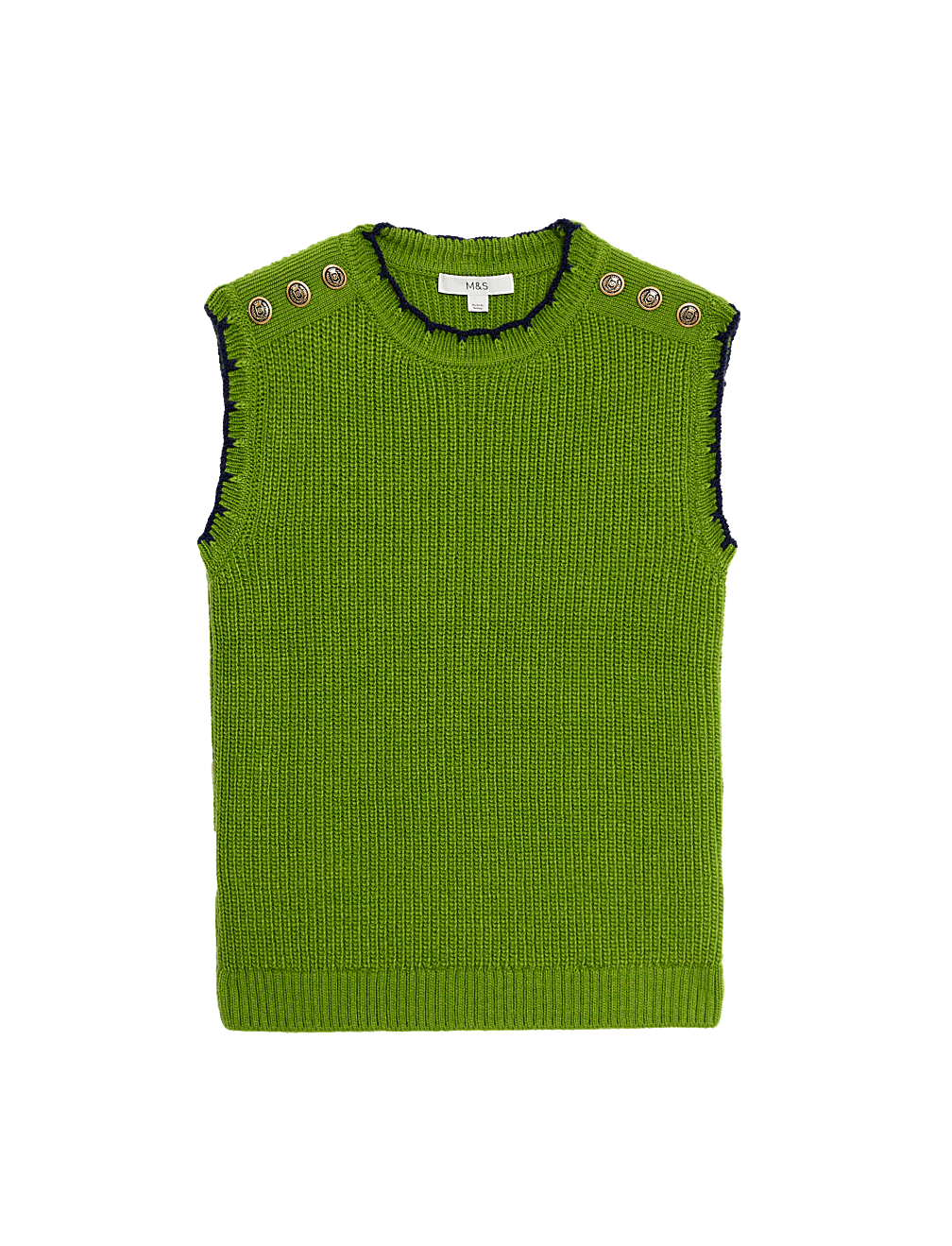 Scallop Edge Button Detail Knitted Vest