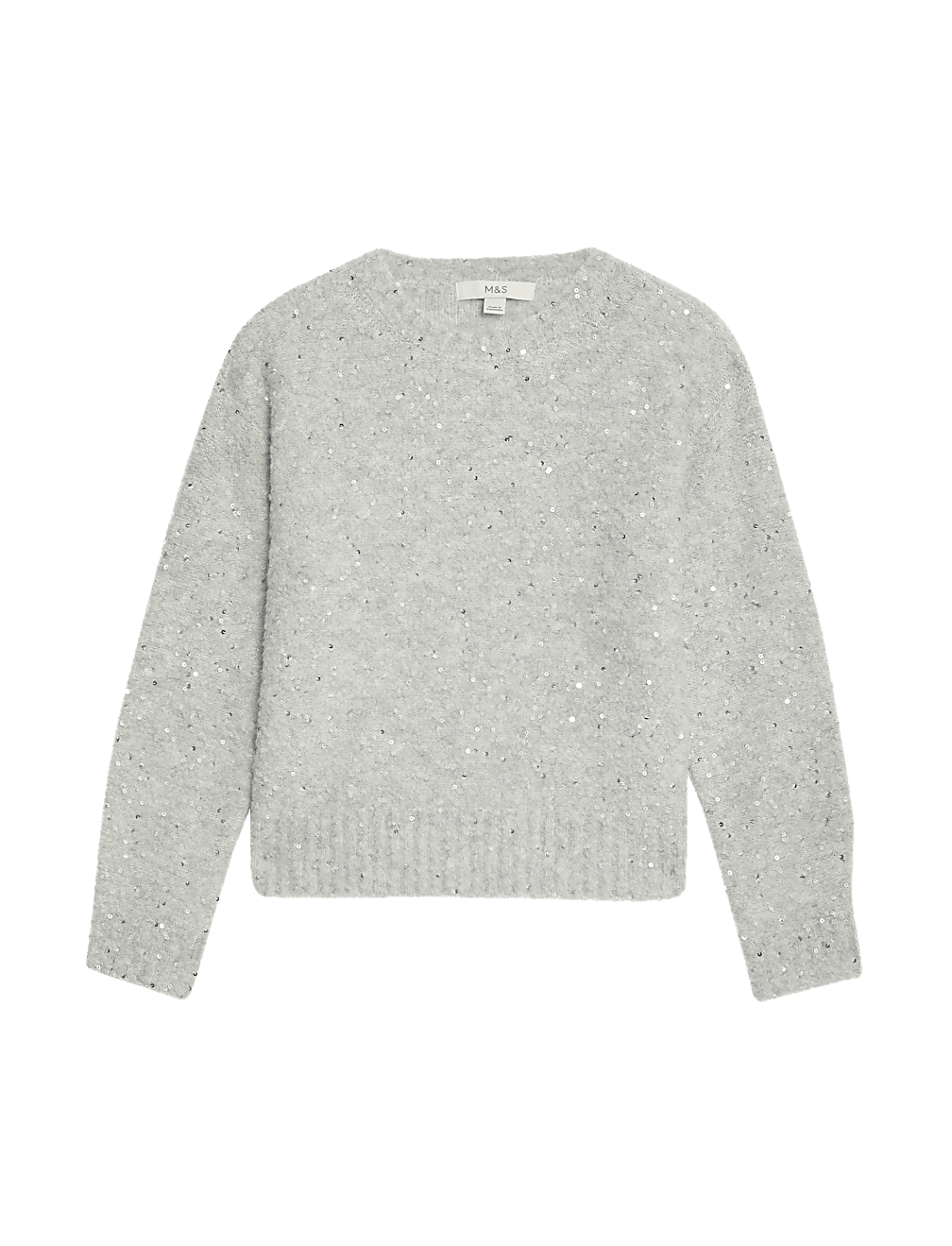 Bouclé Sequin Crew Neck Jumper with Wool