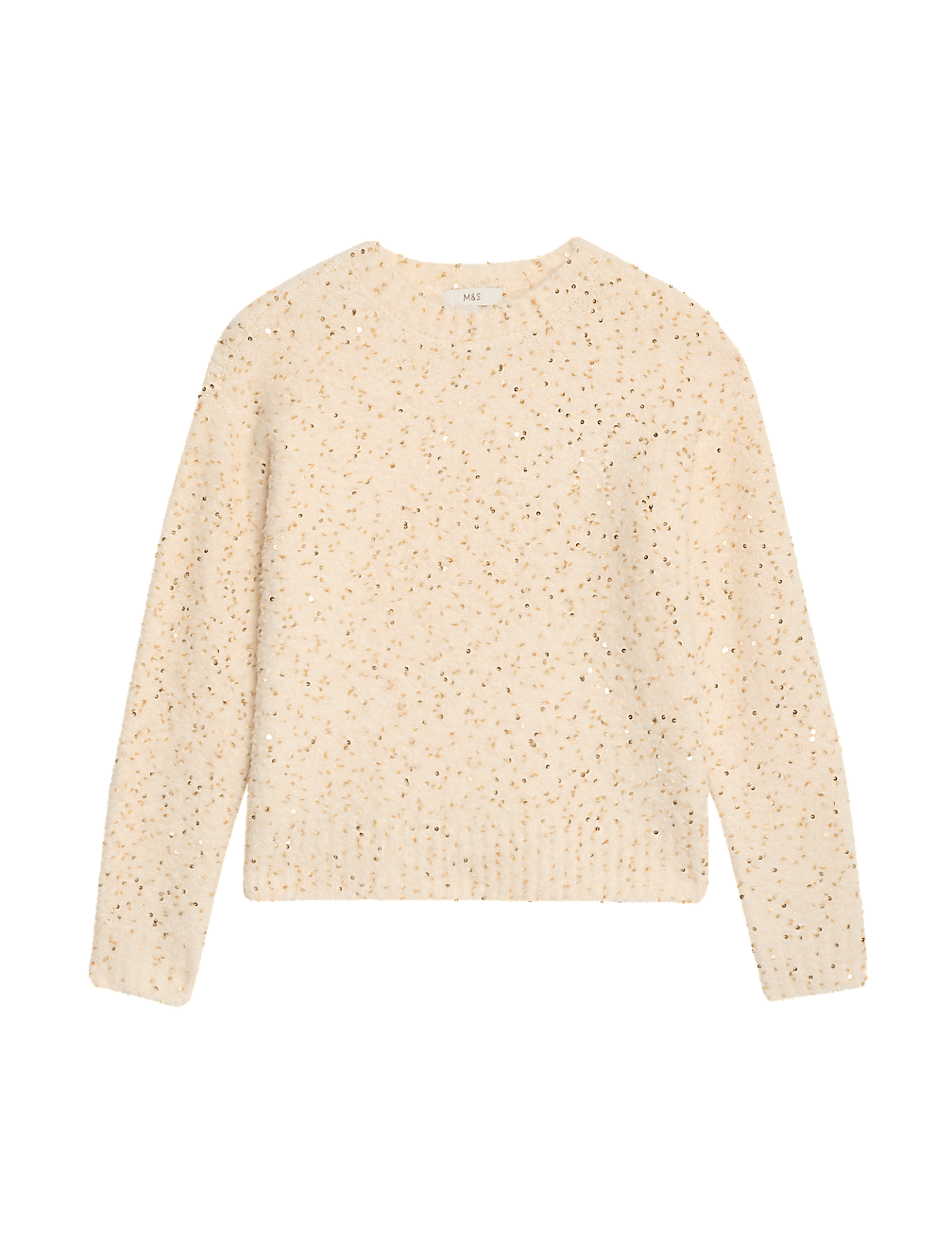 Bouclé Sequin Crew Neck Jumper with Wool