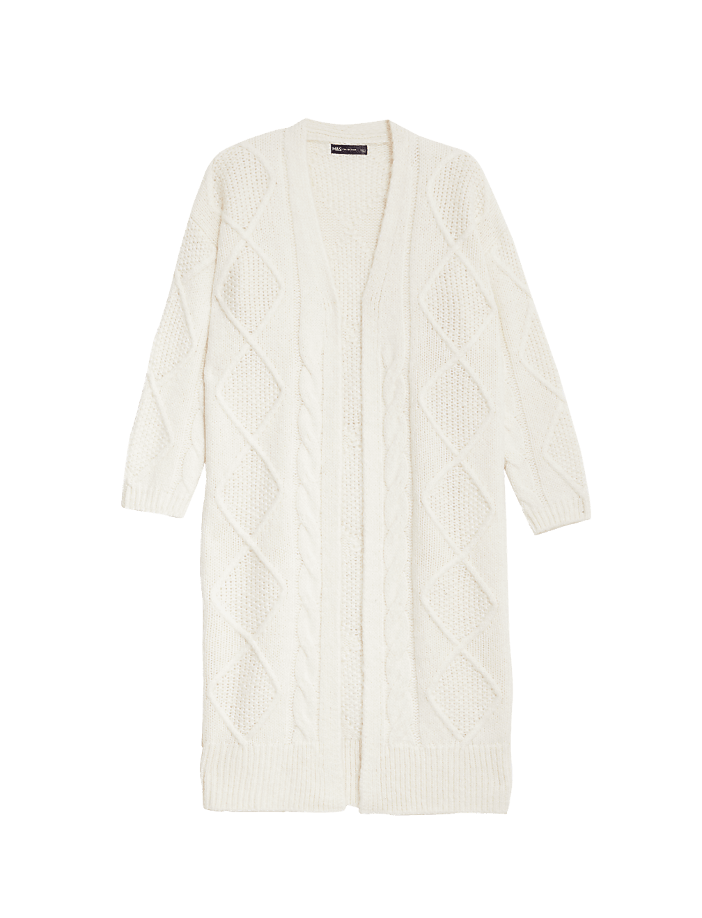 Cable Knit Edge to Edge Longline Cardigan