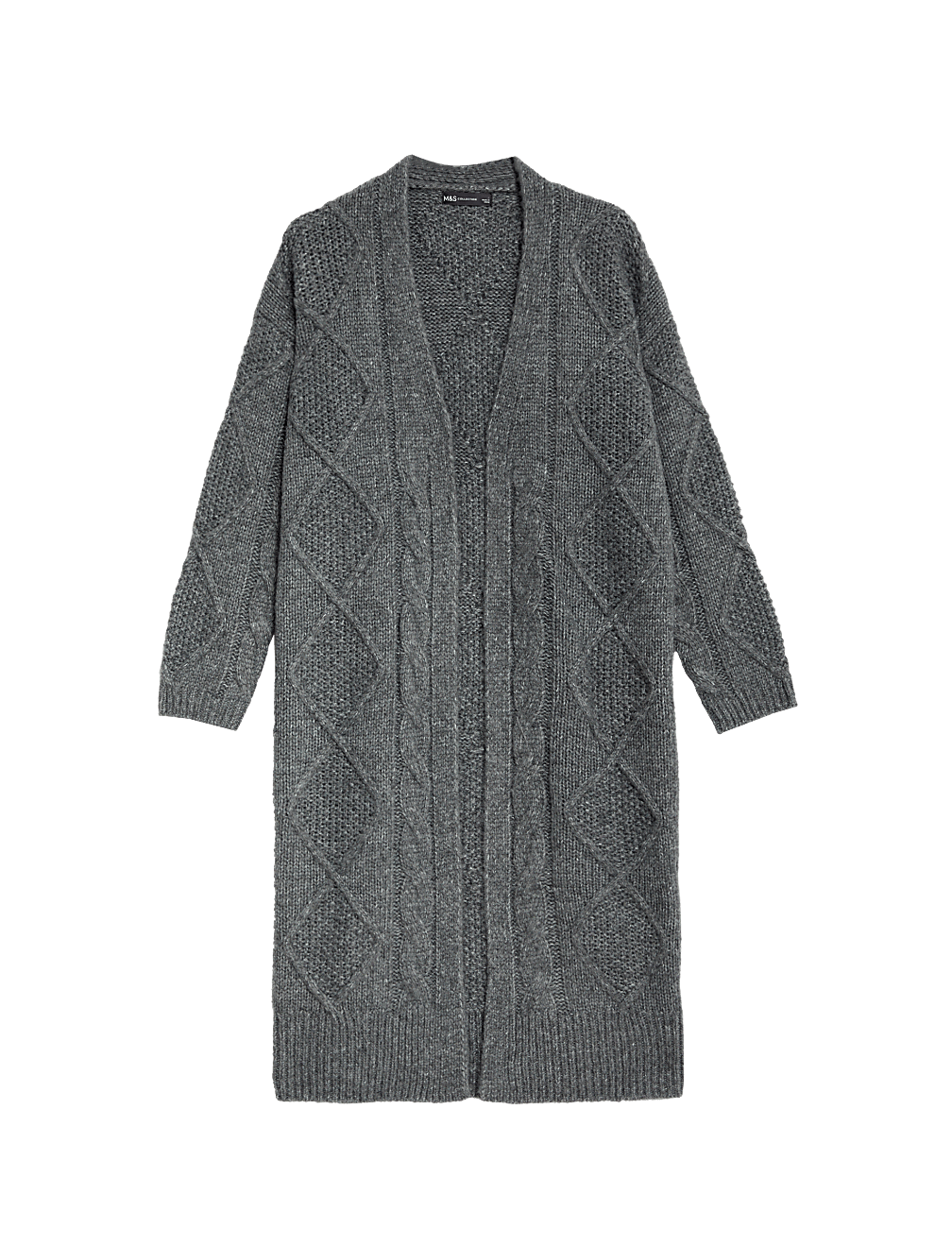 Cable Knit Edge to Edge Longline Cardigan