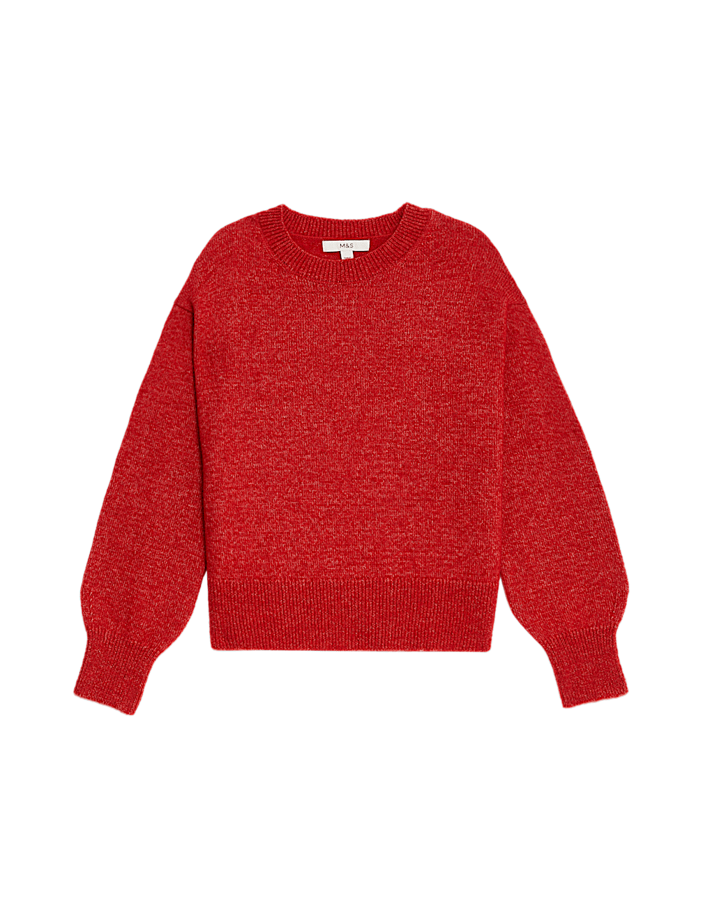 Textured Crew Neck Relaxed Jumper with Wool
