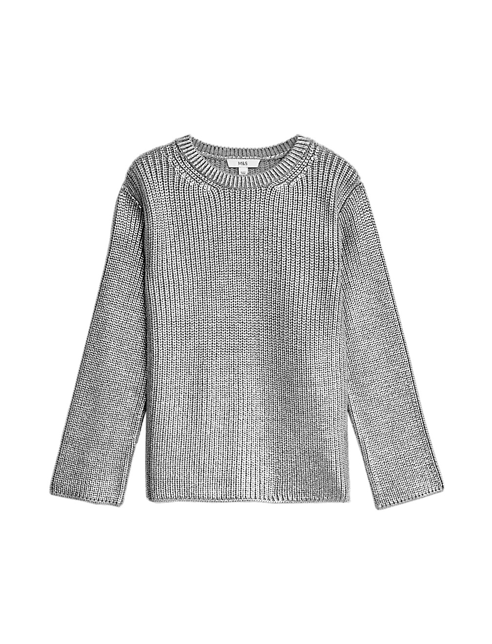 Metallic Ribbed Crew Neck Jumper