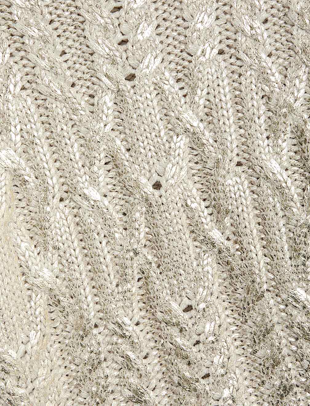 Metallic Cable Knit Crew Neck Relaxed Jumper