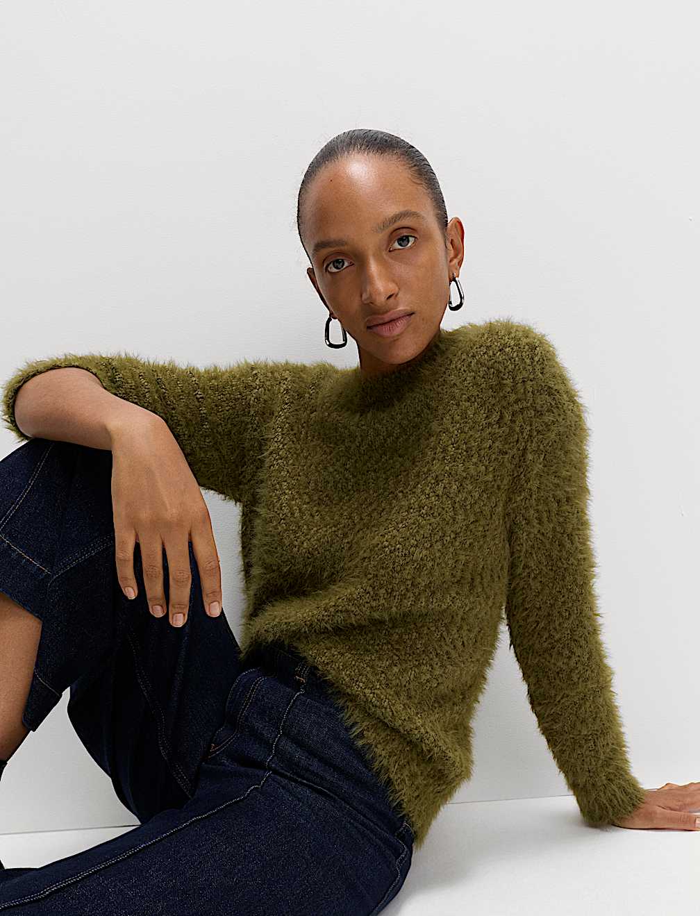 Textured Crew Neck Jumper